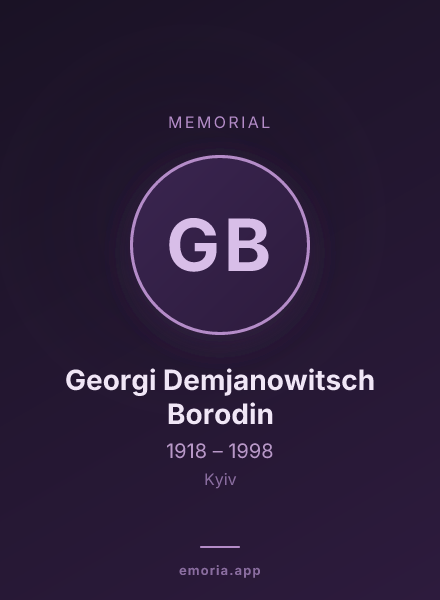 Memorial portrait of Georgi Demjanowitsch Borodin