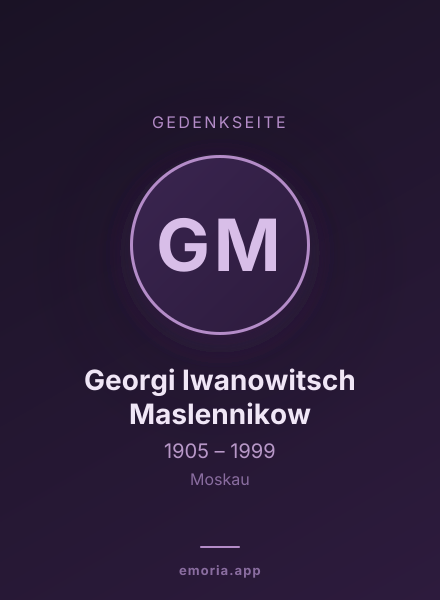 Gedenkportrait von Georgi Iwanowitsch Maslennikow