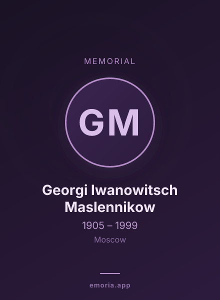 Memorial portrait of Georgi Iwanowitsch Maslennikow