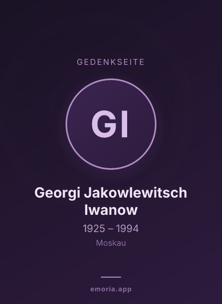 Gedenkportrait von Georgi Jakowlewitsch Iwanow