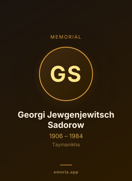 Memorial portrait of Georgi Jewgenjewitsch Sadorow