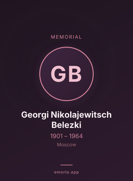 Memorial portrait of Georgi Nikolajewitsch Belezki