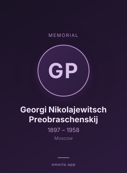 Memorial portrait of Georgi Nikolajewitsch Preobraschenskij