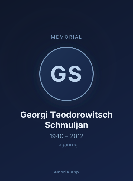 Memorial portrait of Georgi Teodorowitsch Schmuljan