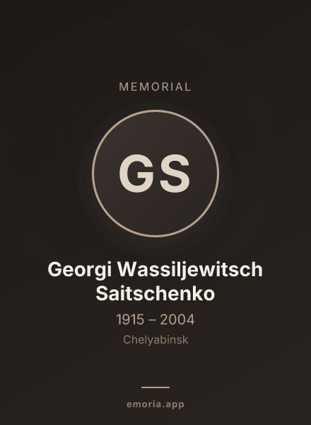 Memorial portrait of Georgi Wassiljewitsch Saitschenko