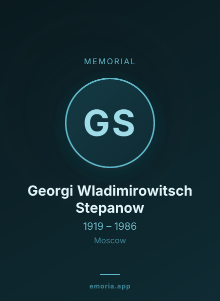 Memorial portrait of Georgi Wladimirowitsch Stepanow