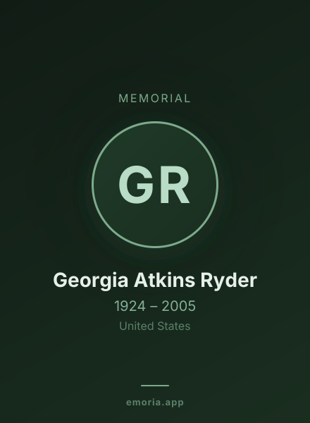 Memorial portrait of Georgia Atkins Ryder