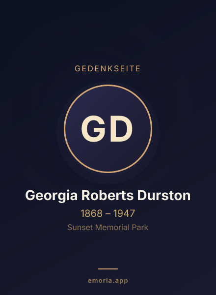 Gedenkportrait von Georgia Roberts Durston
