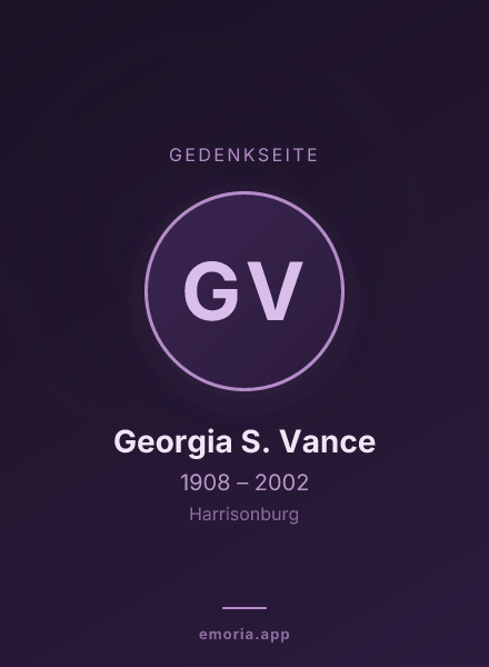 Gedenkportrait von Georgia S. Vance