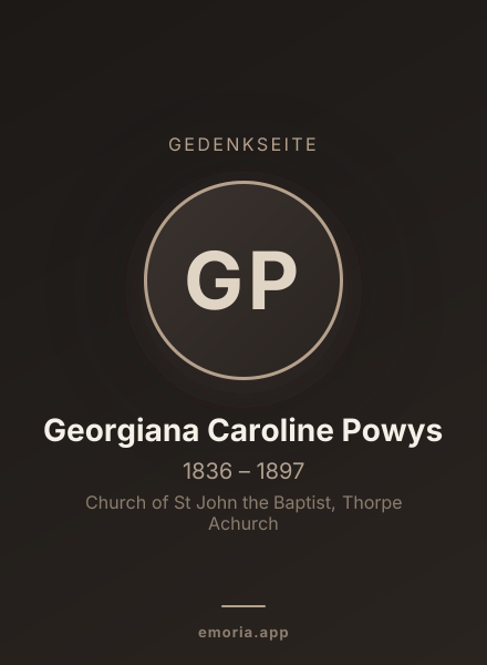 Gedenkportrait von Georgiana Caroline Powys
