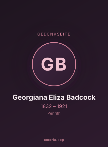 Gedenkportrait von Georgiana Eliza Badcock