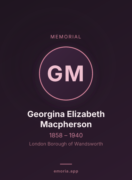 Memorial portrait of Georgina Elizabeth Macpherson