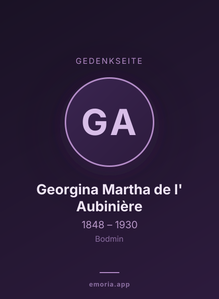 Gedenkportrait von Georgina Martha de l' Aubinière