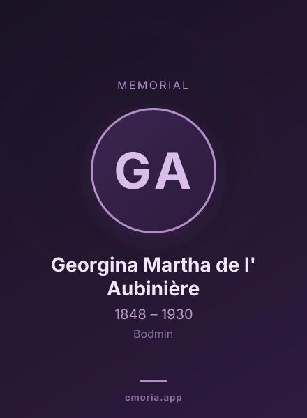 Memorial portrait of Georgina Martha de l' Aubinière