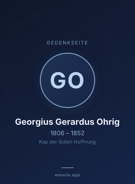 Gedenkportrait von Georgius Gerardus Ohrig