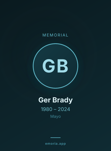 Memorial portrait of Ger Brady