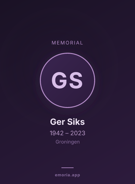 Memorial portrait of Ger Siks