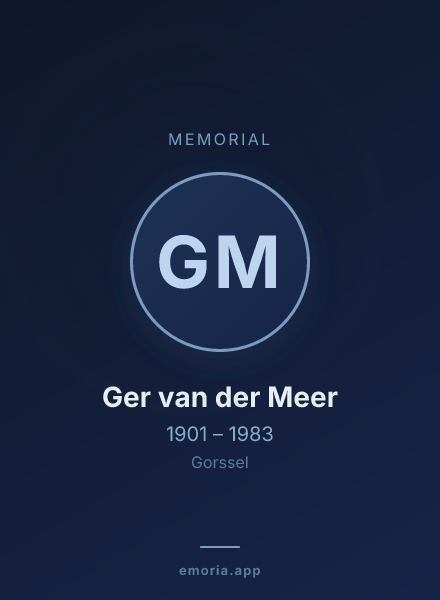 Memorial portrait of Ger van der Meer