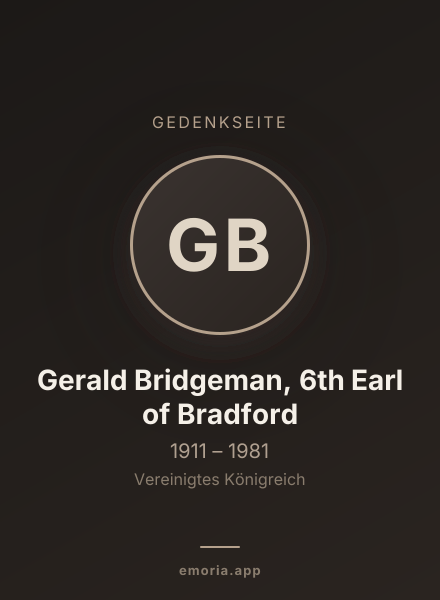 Gedenkportrait von Gerald Bridgeman, 6th Earl of Bradford