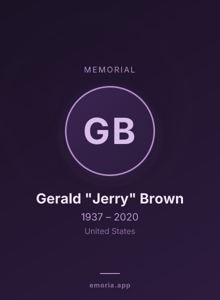 Memorial portrait of Gerald "Jerry" Brown
