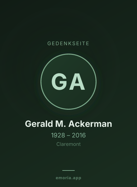 Gedenkportrait von Gerald M. Ackerman