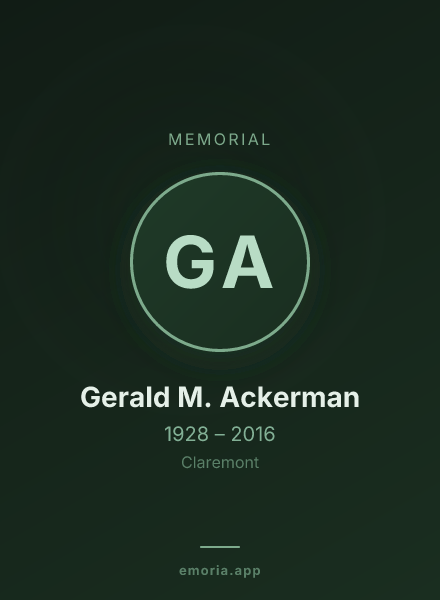 Memorial portrait of Gerald M. Ackerman