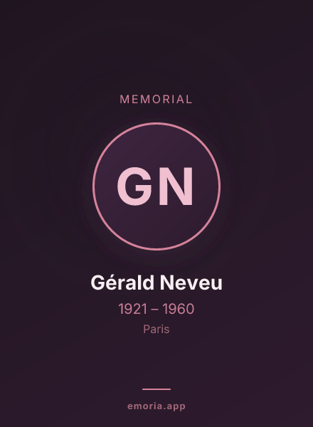 Memorial portrait of Gérald Neveu