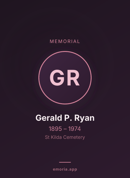 Memorial portrait of Gerald P. Ryan