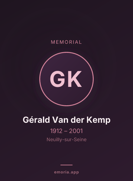 Memorial portrait of Gérald Van der Kemp