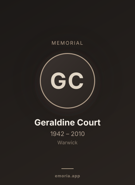 Memorial portrait of Geraldine Court