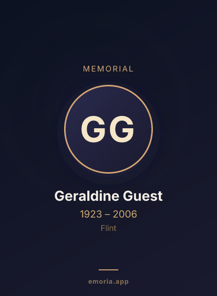 Memorial portrait of Geraldine Guest