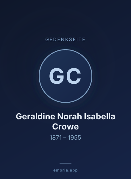 Gedenkportrait von Geraldine Norah Isabella Crowe
