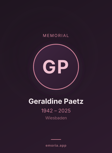 Memorial portrait of Geraldine Paetz