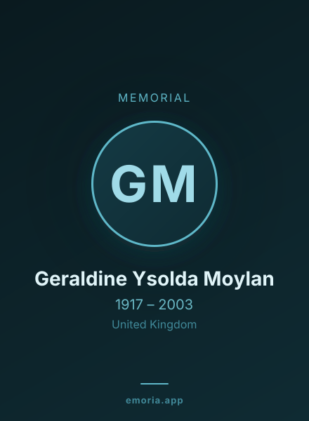Memorial portrait of Geraldine Ysolda Moylan