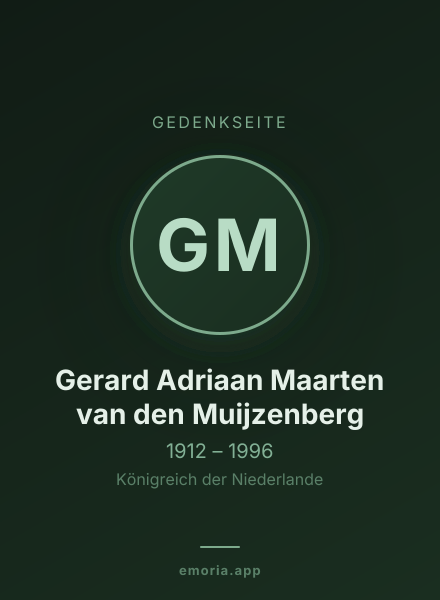 Gedenkportrait von Gerard Adriaan Maarten van den Muijzenberg