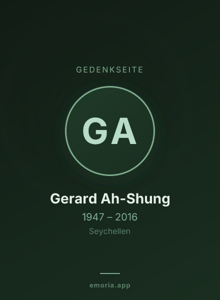 Gedenkportrait von Gerard Ah-Shung
