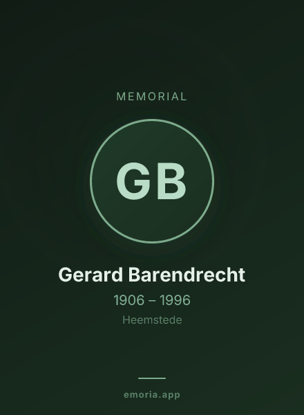 Memorial portrait of Gerard Barendrecht