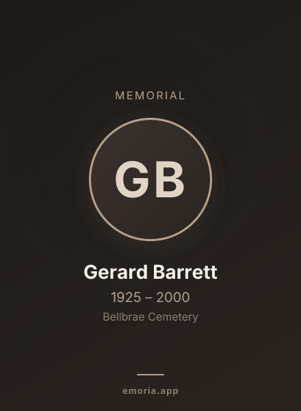 Memorial portrait of Gerard Barrett