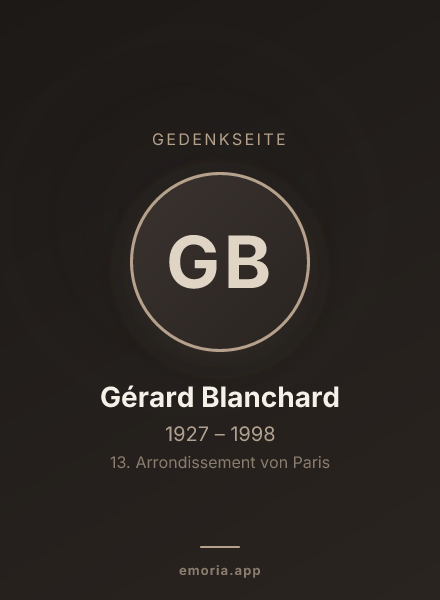 Gedenkportrait von Gérard Blanchard