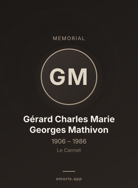 Memorial portrait of Gérard Charles Marie Georges Mathivon