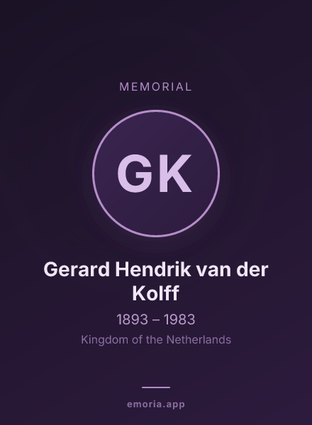 Memorial portrait of Gerard Hendrik van der Kolff