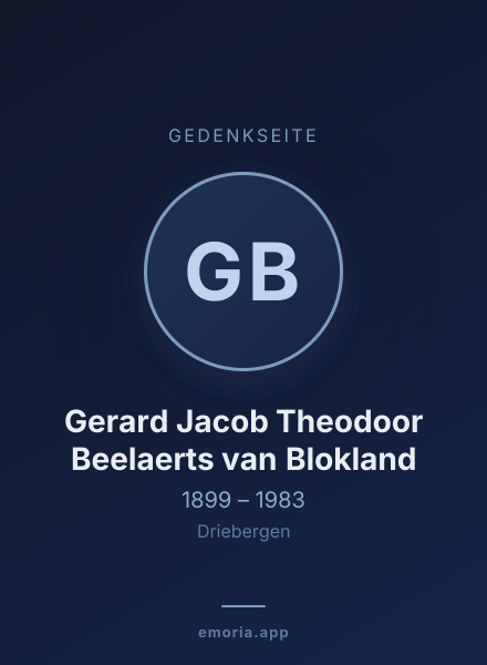 Gedenkportrait von Gerard Jacob Theodoor Beelaerts van Blokland