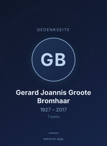Gedenkportrait von Gerard Joannis Groote Bromhaar