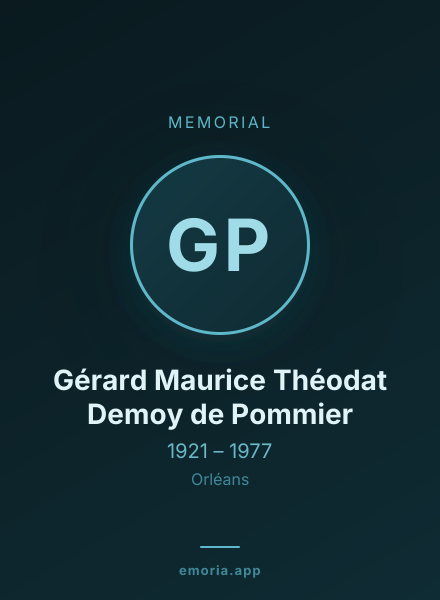 Memorial portrait of Gérard Maurice Théodat Demoy de Pommier