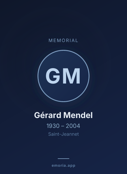 Memorial portrait of Gérard Mendel