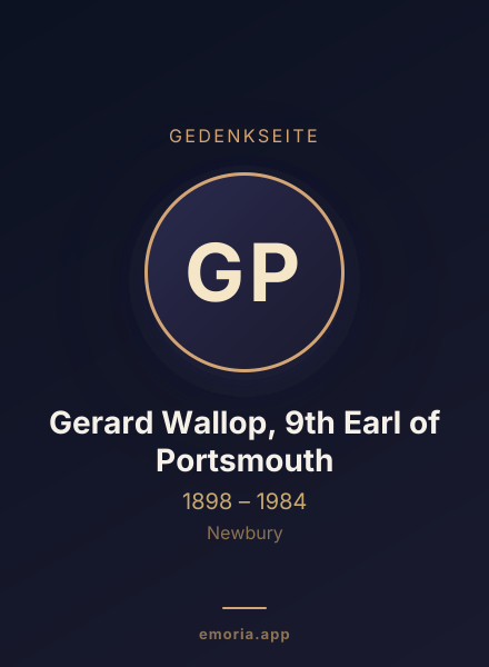 Gedenkportrait von Gerard Wallop, 9th Earl of Portsmouth