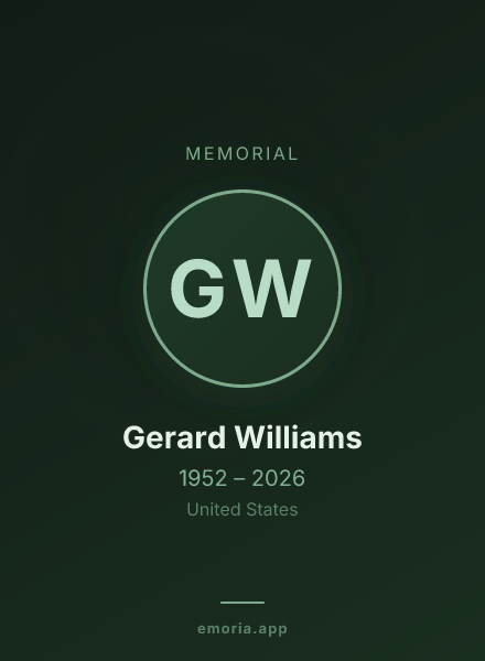 Memorial portrait of Gerard Williams
