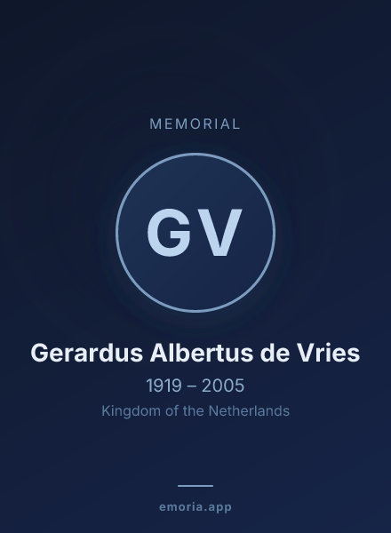 Memorial portrait of Gerardus Albertus de Vries