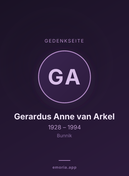 Gedenkportrait von Gerardus Anne van Arkel