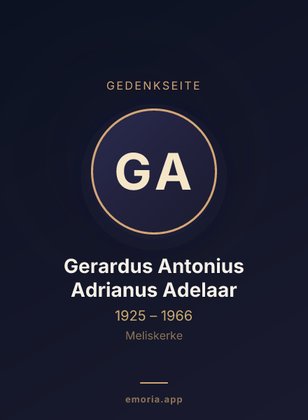 Gedenkportrait von Gerardus Antonius Adrianus Adelaar